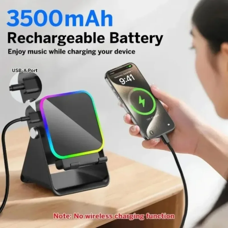 รูปสินค้า ลำโพงบลูทูธ 5 ฟังก์ชัน พร้อมขาตั้ง ไฟ RGB ปรับได้