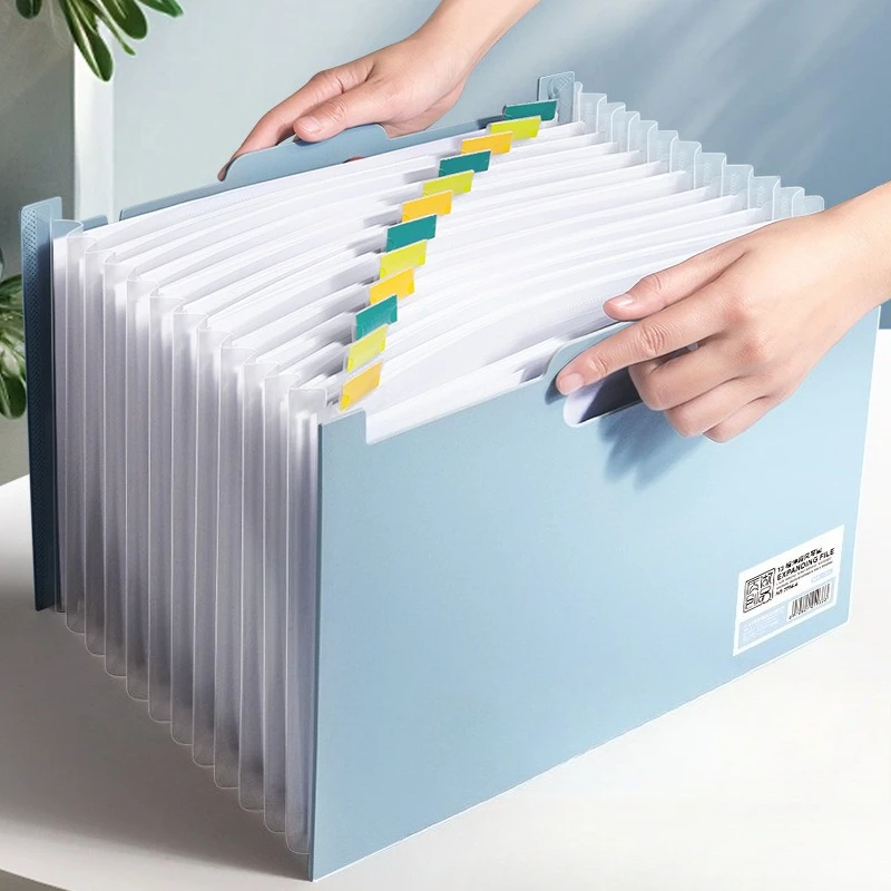 Organizzatore per Documenti a Fisarmonica con Apertura Superiore, 13 Tasche, Tasca per Etichette, Formato A4, Cartella Portadocumenti da Scrivania - immagine 4