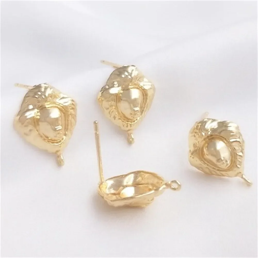 

14K Gold-plated Retro Lion Head with Rings Earrings 925 Silver Needle Fashion Earrings Ear Accessories E287