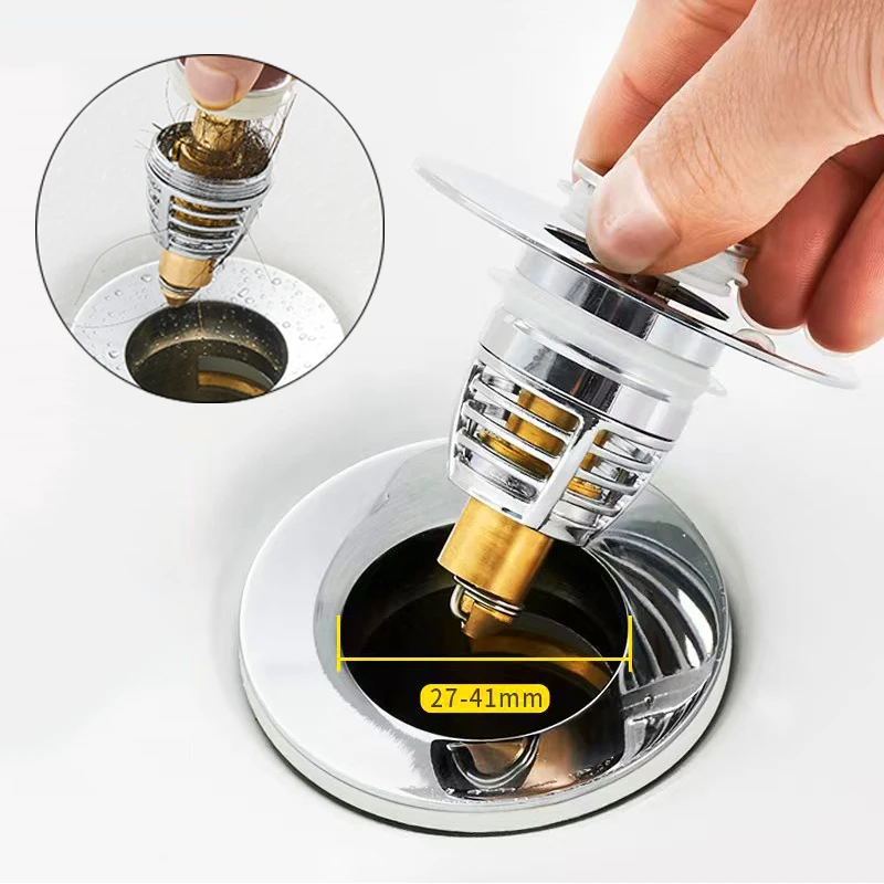 

Bathroom Sink Drain Filter Press Bounce Basin Pop-up Bathtub Strainer Stopper Kitchen Copper Catcher Hair Filter Drain Cover