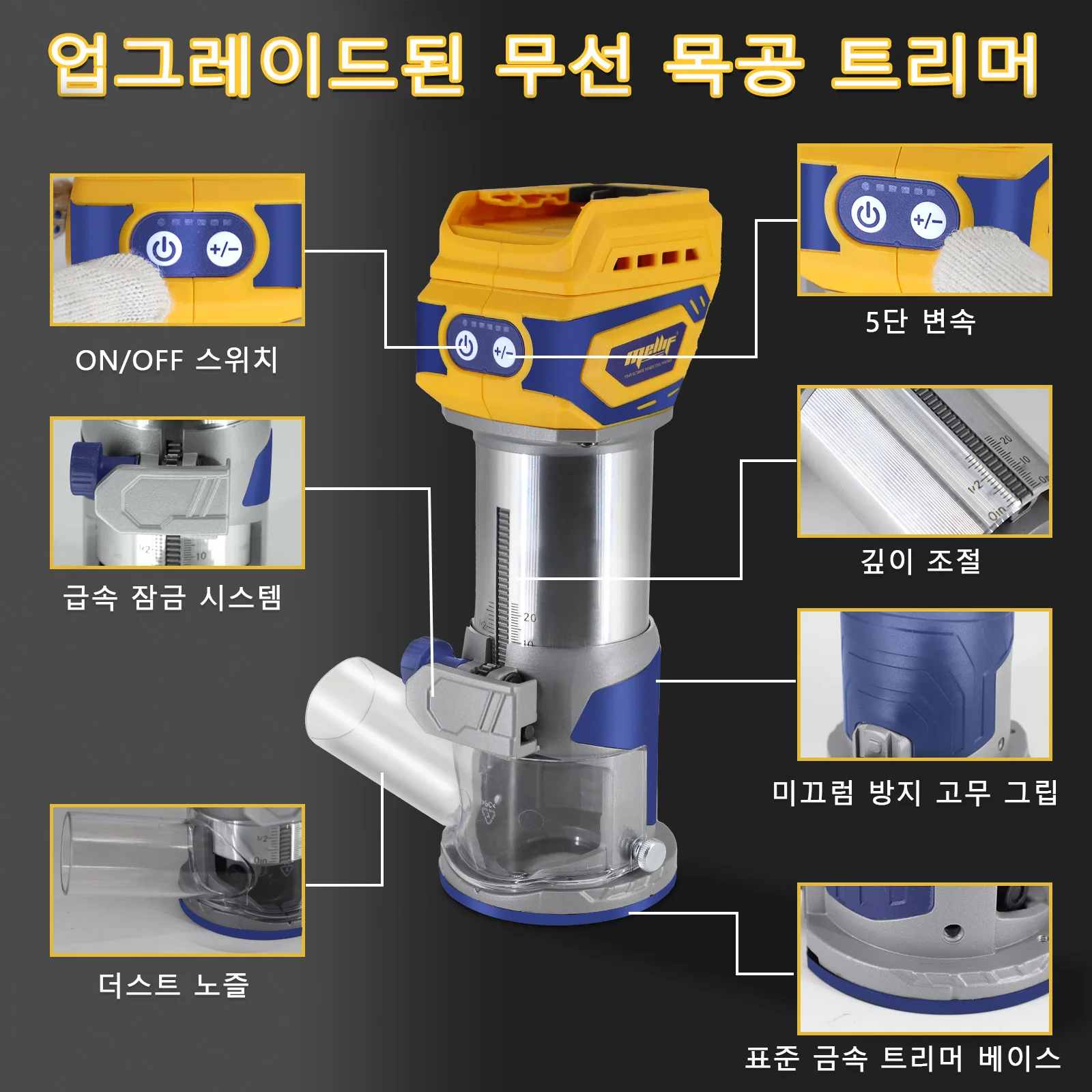 무선 컴팩트 라우터, DeWalt 18V 20V MAX 배터리와 호환되는 28,000RPM 브러시리스 팜 라우터(도구만 해당)
