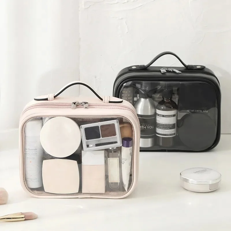 Travel Clear Makeup Bags Storage Waterproof Cosmetic Bag Double Layered