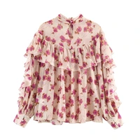 Women's Shirt 2026 New Vintage Fashion Spring Printed Layered Decorative Shirt for Women Casual Chic Personality Long Sleeve Top - Image 2