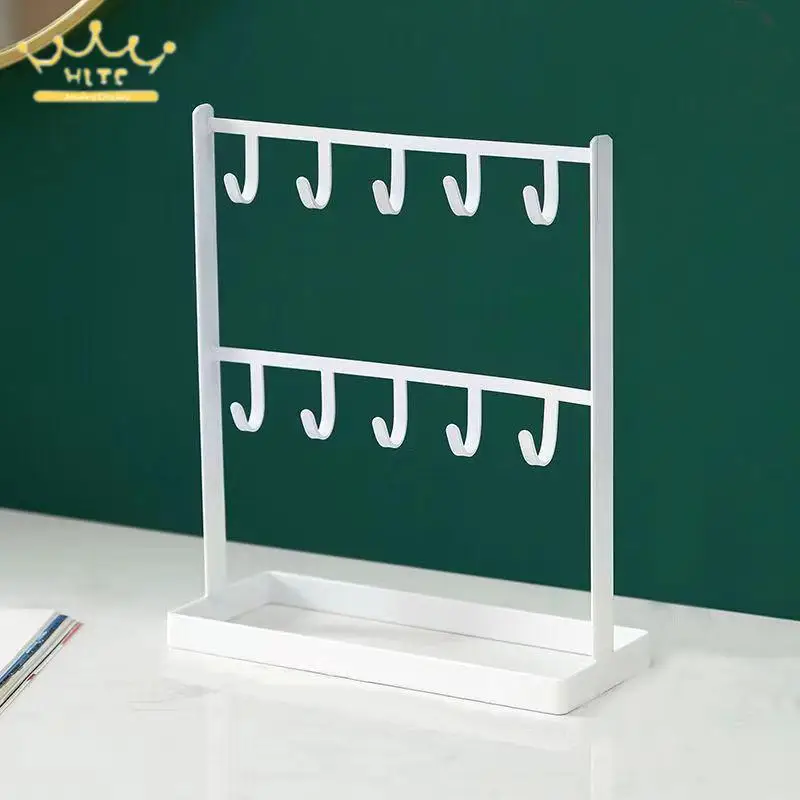 Hanger Jewelry Storage Rack Desktop Dressing Table Earrings Bracelet Organizer Double Layer Necklace Jewelry Arrangement Shelf