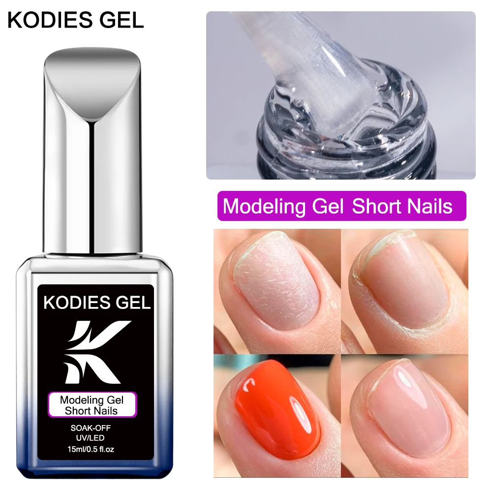 

KODIES GEL Modeling Gel Nail Polish for Short Nails Extension Lengthen Self Leveling Clear Shape Gel Constructor Manicure Supply