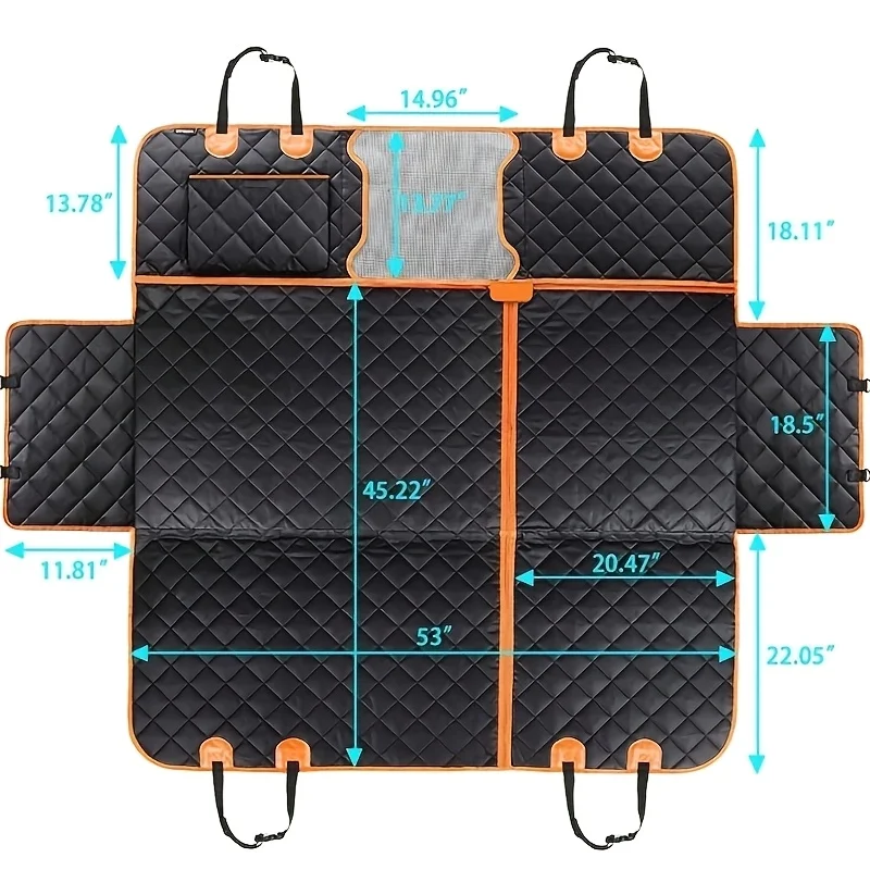 Pet Car Seat Cushion 5-in-1 Convertible Dog Car Seat Cover For Rear 60/40 Split Dog Cover For Anti Slip Hammoc