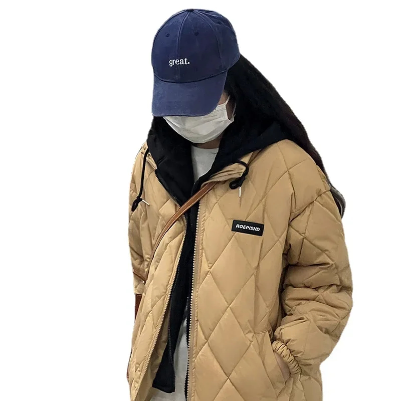 

New Lingge Fake Two Piece Down Cotton Coat Women's Short Korean Fashion Winter Coat