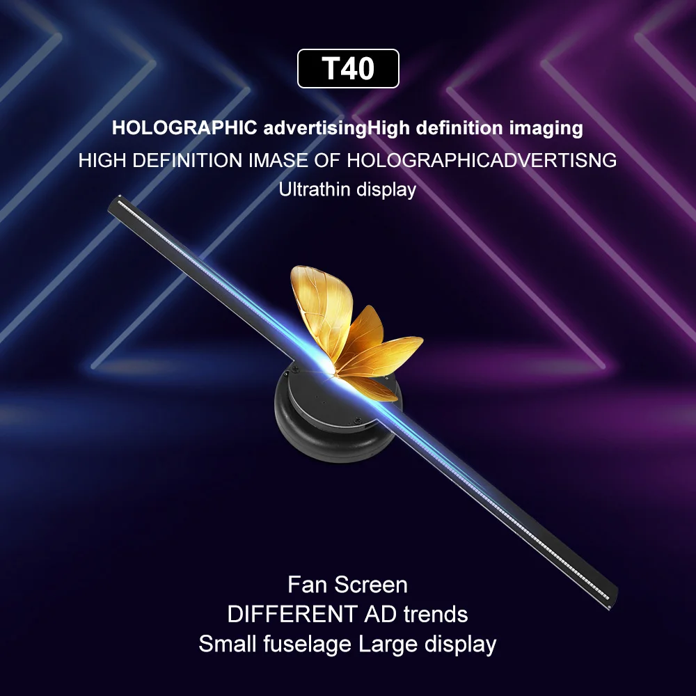 

T40 3D Fan Hologram Projector 8G SD Card 224 LED HD Projector Light Wall-mounted Wifi Sign Holographic Lamp Advertising Player