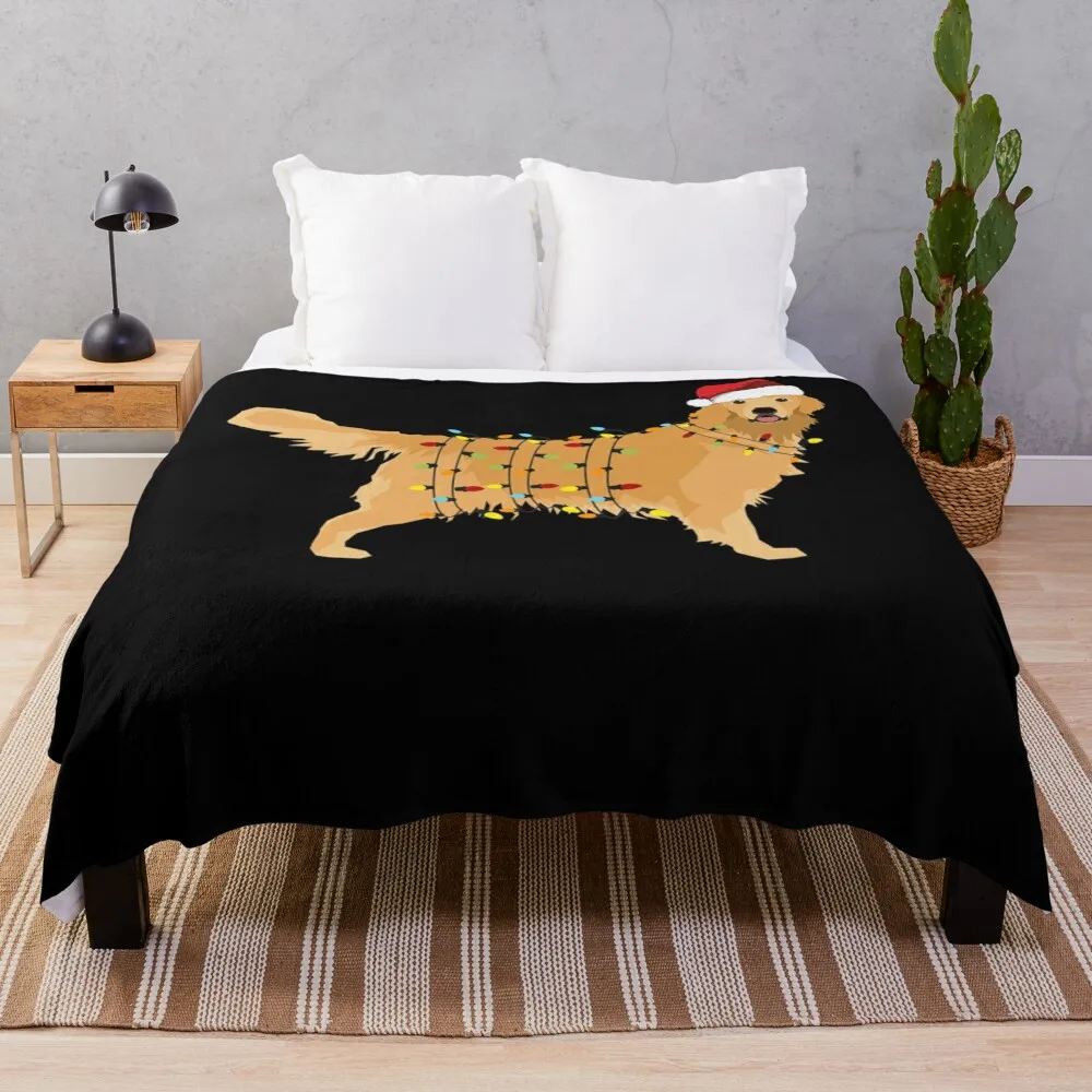

Golden Retriever Holiday Christmas Light Throw Blanket Beach christmas decoration For Sofa Thin warm winter Blankets