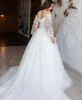 A-line Princess Wedding Dresses Brides Puff Sleeve Appliques Lace Bridal Dress Women Off Shoulder Boho Bride Gown Customized 2