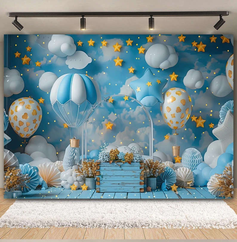 Newborn Baby 1st Birthday Photography Backdrop Balloons Tent Bear Cake Smash Kids Birthday Party Baby Portrait Background Props photo backdrop photo wallpaper photo reflector props