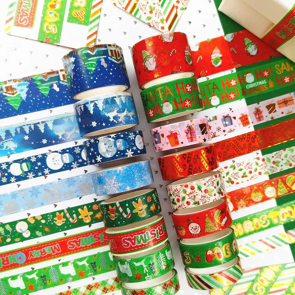 

Diy Tape Vibrant Christmas Washi Tape Festive Gift Wrapping Decor with Exquisite Patterns Waterproof Scrapbook Stickers for Diy