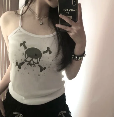 Emo Girl Cute Skull Vest Gothic Crop Top