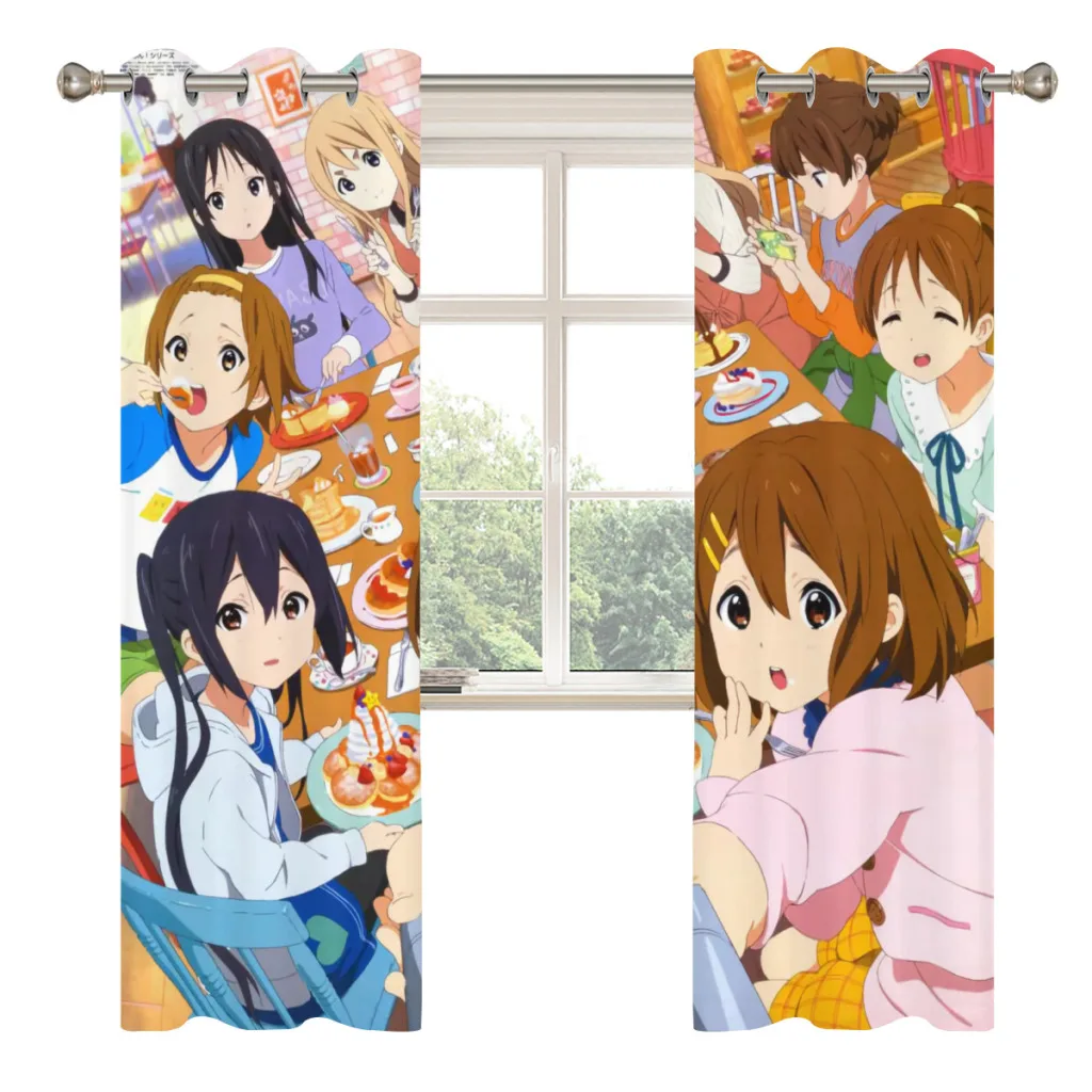 New Debut Anime Kawaii K-on! Blackout Curtains  for Bedroom Thermal Window Treatment Curtain 2 PC  2