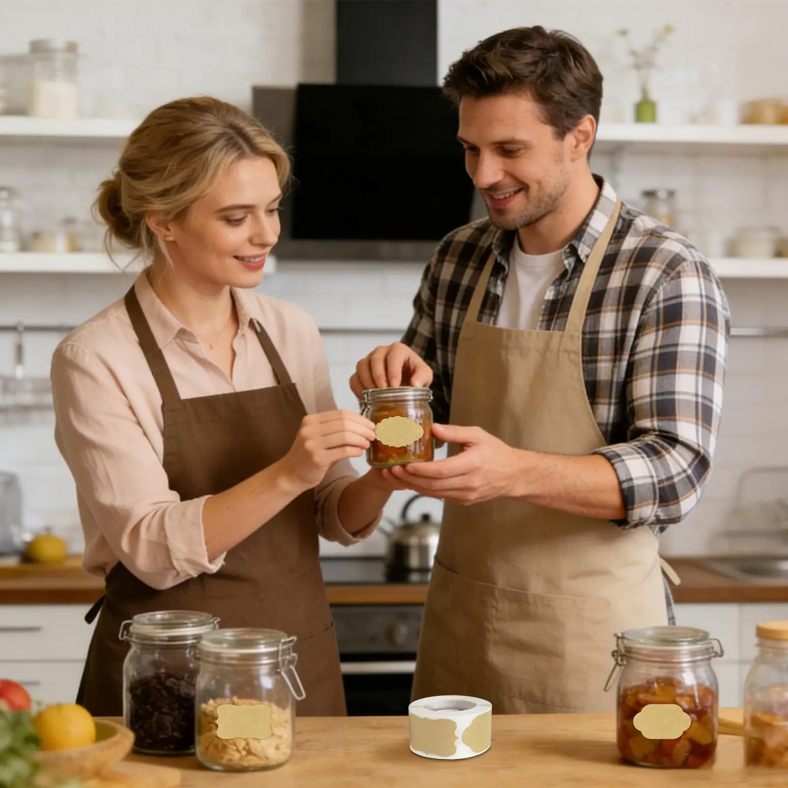 식품 용기 라벨 스티커용 탈부착 가능 방수 접착식 종이 데칼, 항아리, 선물 및 공예품용 자가 접착 라벨