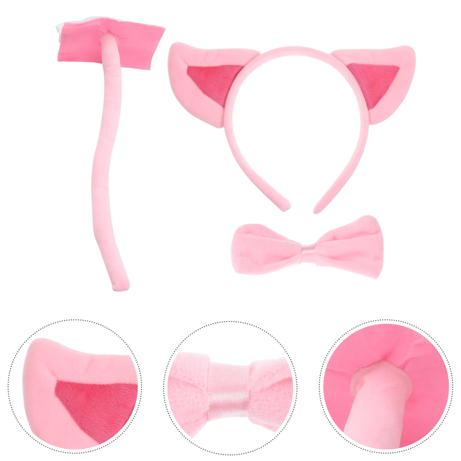 

1 Set of Pig Costume Accessories Set Pig Ears Headband Bowtie Tail Accessory