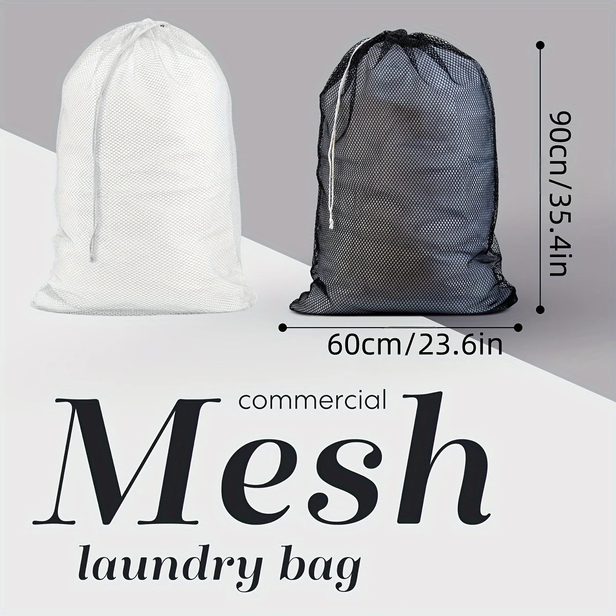 Laundry Bag Large Size Mesh Solid Color Drawstring 60x90cm