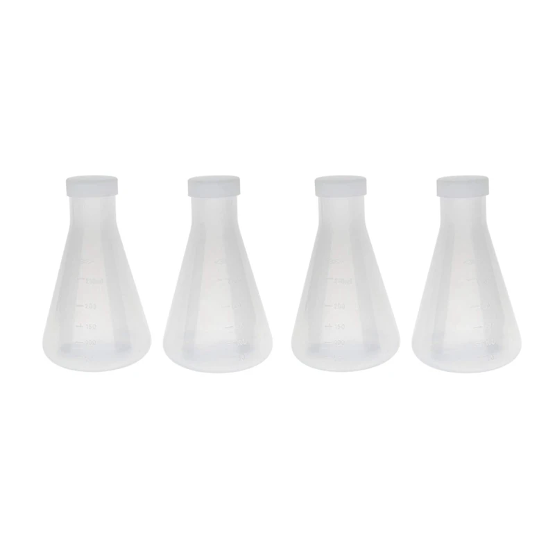 

Laboratory Graduated Plastic Conical Erlenmeyer Flask, Measurable, Smooth Thick Wall, 4 Bottles Of 250Ml