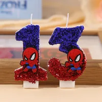 1pc 0-9 Digital Flash Superhero Spider Man Cake Candle Children's Boy Birthday Party Cake Decoration Supplies 1