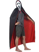 Halloween Women Men Clothes Cosplay Costume Adult Stand Collar Hooded Cape Black Red Reversible Cap Vampire Halloween Party 3