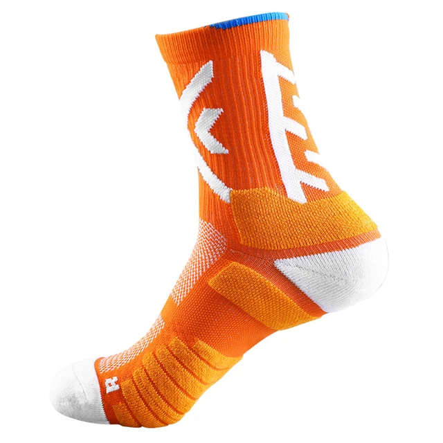 Men Women Fitness Basketball Running Bike Cycling Hiking Sport Socks Outdoor Football Soccer Compression Socks Trekking Socks Dark orange