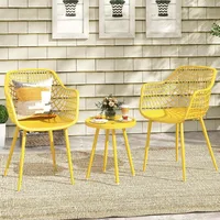 3 Piece Patio Bistro Set, All Weather Heavy Duty Table and Chairs Set of 2 with Widen Seats, Outdoor Furniture Set 2