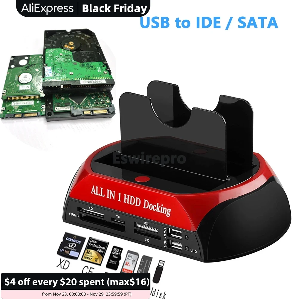 Usb A Sata Ide Hdd Con Lettore Di Schede Usb Hard Disk Driver Docking Station Custodia Esterna Hd Externo Ssd A Usb Box