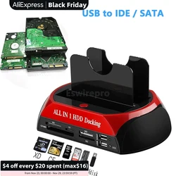 USB To Sata IDE HDD With Card Reader USB Hard Disk Driver Docking Station External Enclosure Hd Externo SSD to USB BOX