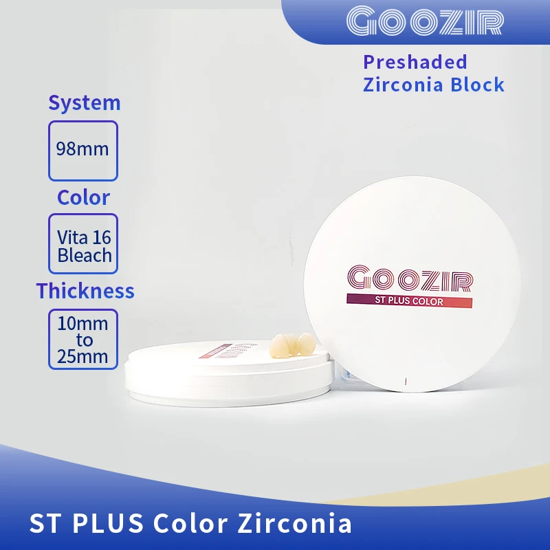 best-price-goozir-98mm-d3-stc-colored-zirconia-dental-crown-material-cad-cam-disc-for-open-system-milling-machine