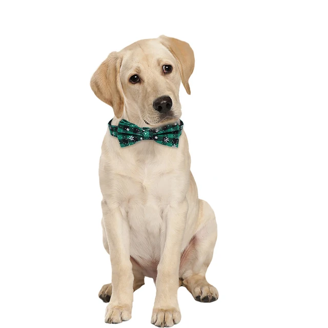 Dog Collar with Bow tie,Christmas Plaid Snowflake Dog Collar with Adjustable Buckle Suitable for Small Large Dogs Cats Pets 4
