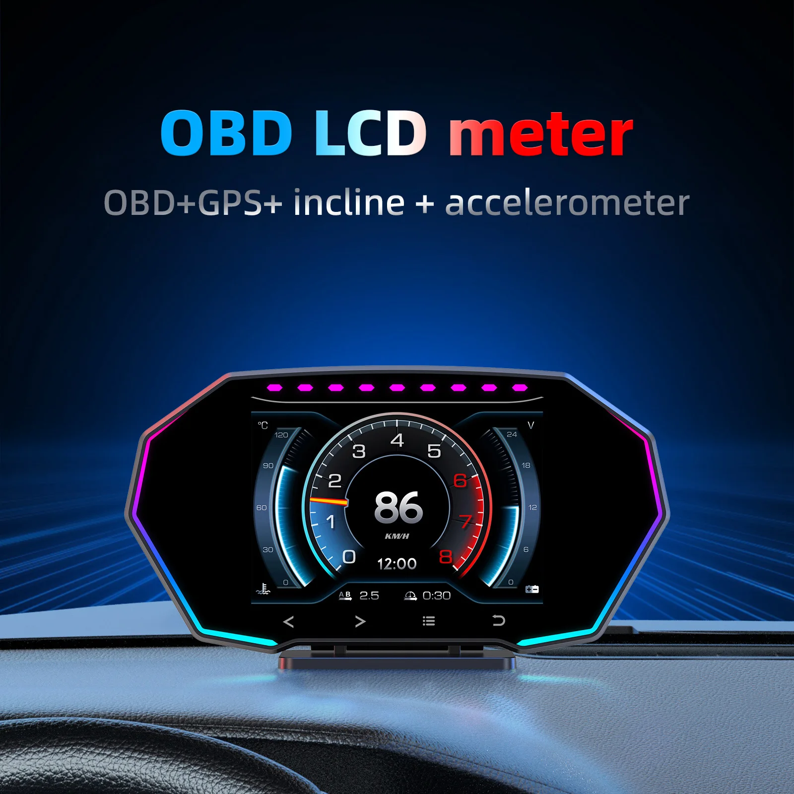 HUD OBD2 디스플레이 F11 온보드 컴퓨터 GPS+OBD 게이지 스마트 디지털 속도계 경사도 수온 연료 소비량