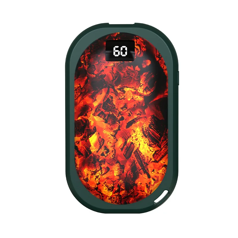 New Flame Hand Warmer Charging USB Mini Charcoal Fire Charging Large-Capacity Three-Speed Digital Display Hand Warmer
