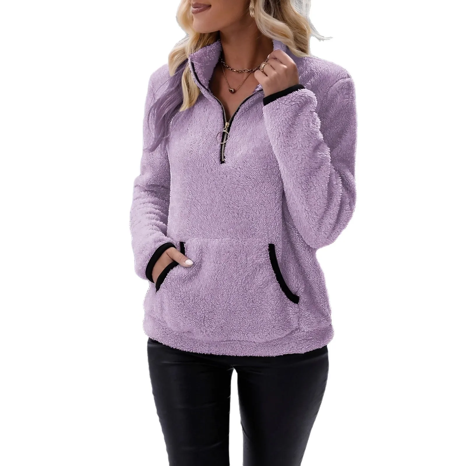 Soft Fleece Women Long Sleeve Pullover Sweatshirts