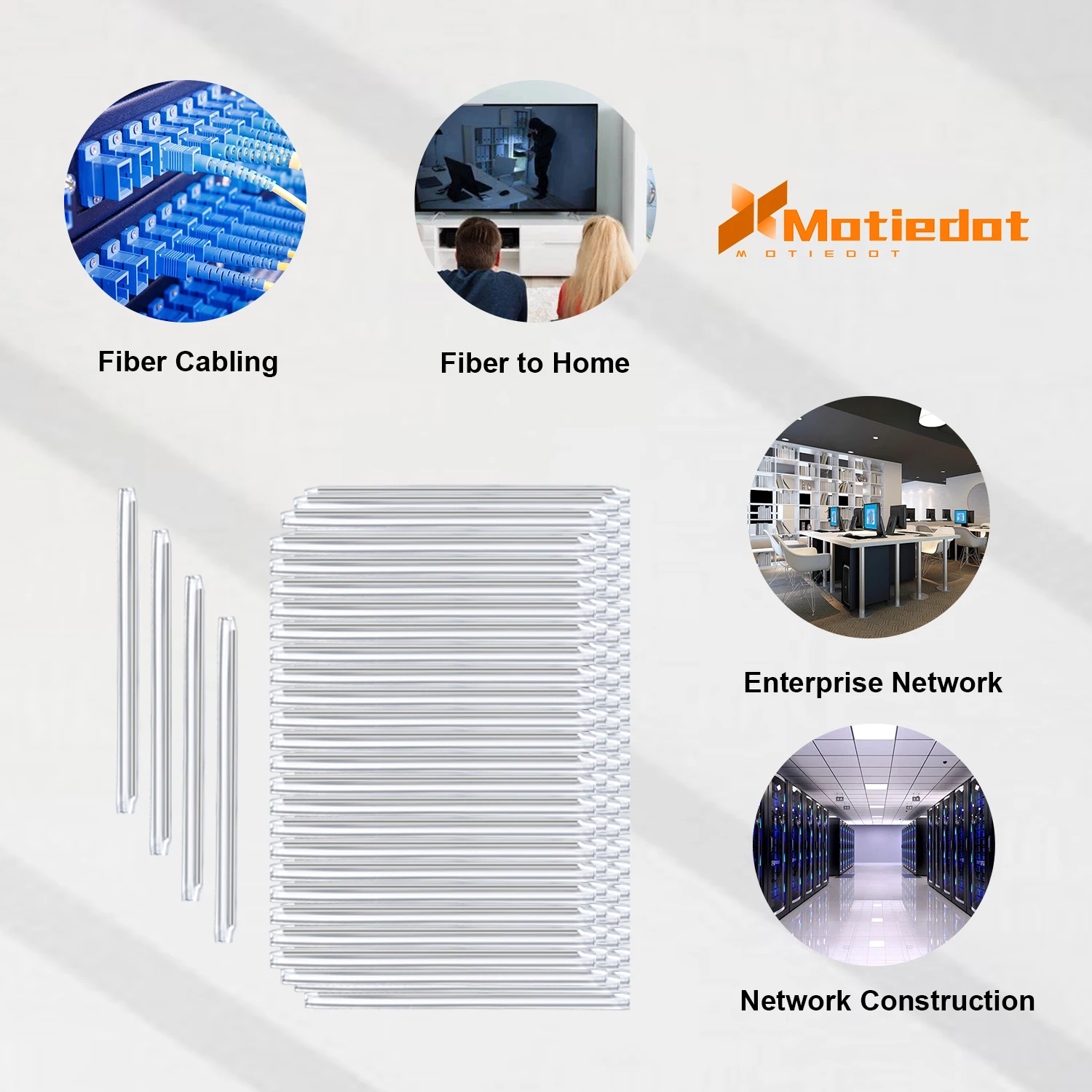 100 PCS 60mm Bare Fiber Optical Heat Shrinkable Tubes Fusion Hot Melt Protection Splice Sleeves For FTTH