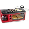 OUIO 3-in-1- Includes Coffee Maker, Non-Stick Griddle, and 4-Slice Toaster Oven - Versatile Breakfast Maker with Timer-red 6