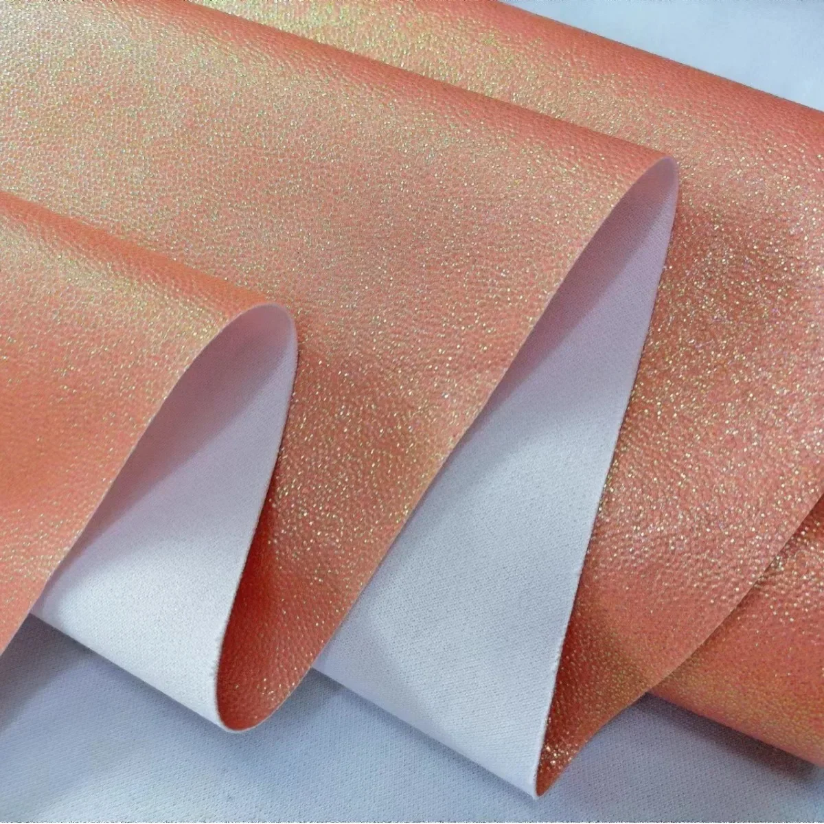 Eco-Friendly Fine Powder Leather Glitter Fabric for Bags T-Stage Accessories Metal Color Leather Particle Flash Powder