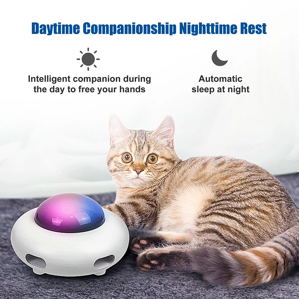 

Automatic UFO Cat Toy Pet Cat Teaser Toys Intelligent Feather Playing Cat Training Kitten Pet Supplies Relieve Anxiety Companion