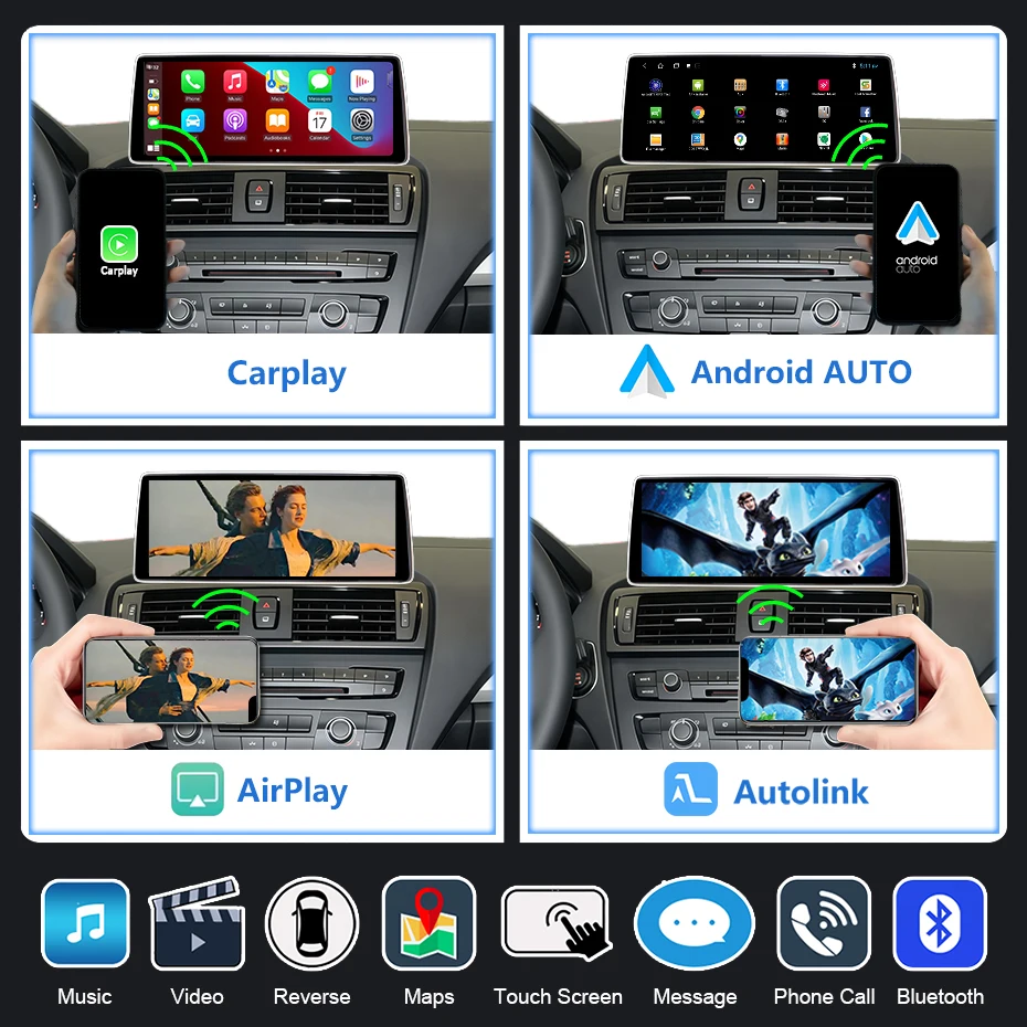 Radio de coche Android Auto 2 DIN con Carplay inalámbrico, pantalla Linux de 2400*900P, estéreo para BMW Serie 1 y 2 F20 F21 F23 Cabrio 2011-2016 NBT, Bluetooth, Autoradio, Airplay, Mirror Link, Autolink, reproductor multimedia, navegación GPS. 6
