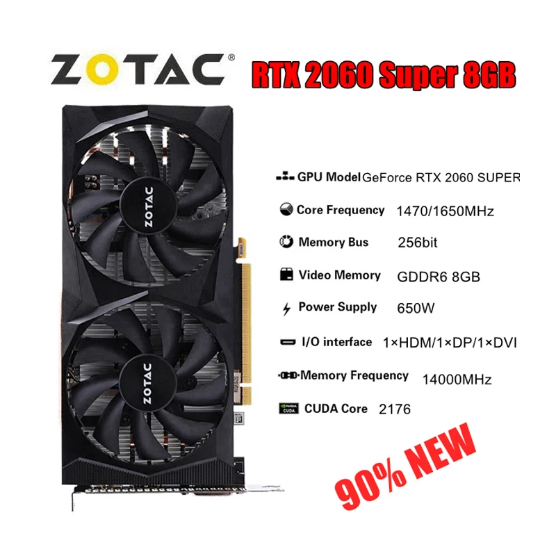 Placas de Vídeo ZOTAC RTX 2060 SUPER 8GB GPU RTX2060 GAMING