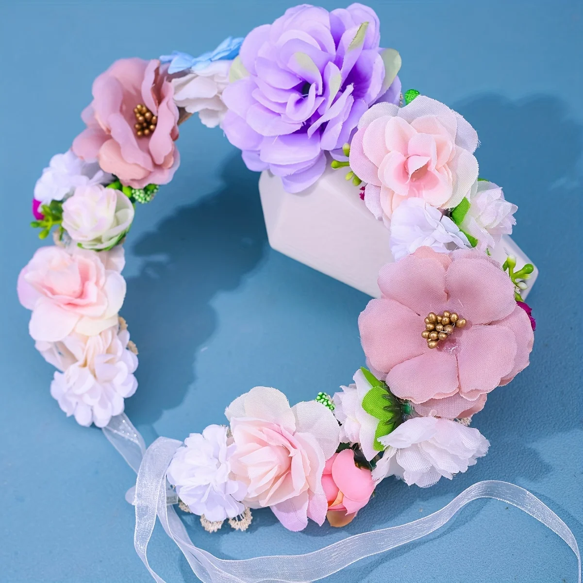 Bloemenkrans, kroon, hoofdband, bloemen, hoofdbanden, roos, bruid, haarsieraad, haarsieraad met armband, set voor dames, meisjes, voor festival, feest, bruiloft, strand
