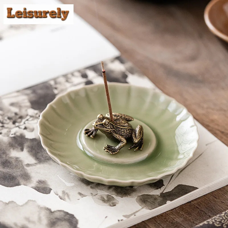 Antique Frog Three Star Mound Incense Holder Mist Smoking Steamers Incense Burners Consecrate Censer Chinese Tea Set Ornaments