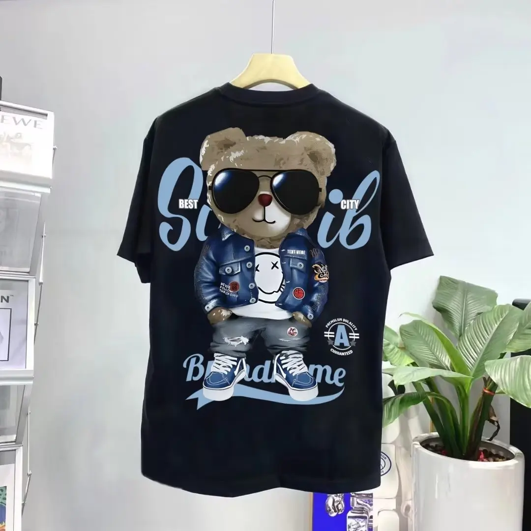 Summer Men's Cotton T-shirt Korean Men's Cool Bear Short