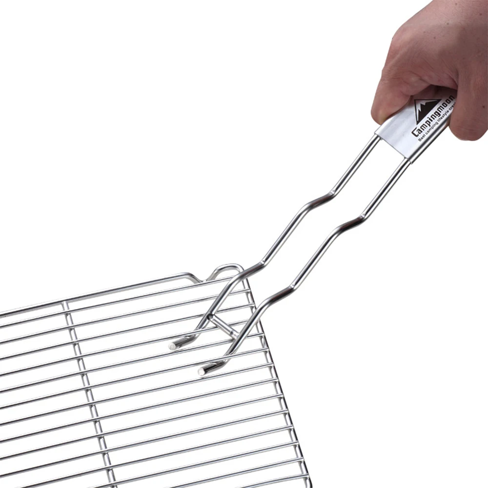BBQ Grill Grate Lifter Stainless Steel Cooking Grid Lifter Gripper camping accsesorios BBQ For Camping Hiking 5