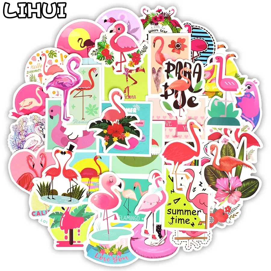 50 PCS Flamingos Sticker Lovely Dream Cartoon Girl Stickers for Kids DIY Notebook Luggage Bicycle Fridge Guitar Laptop Stickers 10 30 62pcs cartoon elf stickers skateboard fridge guitar laptop motorcycle travel classic toy cool decals sticker