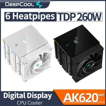 DeepCool 디지털 트윈 타워 CPU 에어 쿨러, 6 개의 히트 파이프, 화이트 듀얼 팬 라디에이터, LGA1700 2011-v3 115X 1200 AMD AM4 AM5 용, AK620