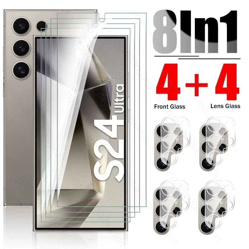 Sumsung S24Ultra 5G Glass 8 In1 3D Camera Glass Screen Protector Per Samsung Galaxy S24 Ultra S 24 Plus 5G Hd Pellicola In Vetro Temperato