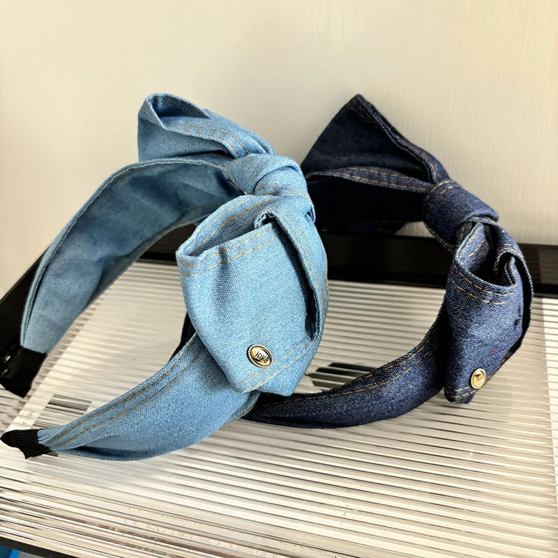 Haarbänder für Damen, einfarbig, einfache Schleife, breiter Rand, für Mädchen, modische, vielseitige Stirnbänder, japanische Haaraccessoires im Harajuku-Stil – Detail 3