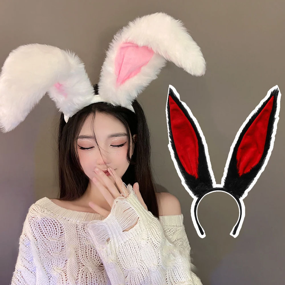 

Fluffy Plush Long Rabbit Ear Hair Hoop Lolita Cosplay Headband Cartoon Anime Headpiece Hair Accessories Rabbit Ears Hairbands