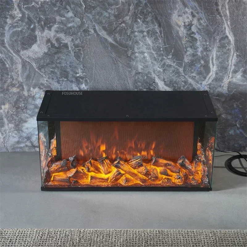 Three-sided Fire-viewing Fireplace Core Simulation Flame Decorative Fireplace Embedded Home living room TV stand background wall