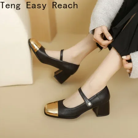 

New Gold Silver Platform Pumps Women Thick Heels Mary Jean Shoes Woman Square Toe High Heeled Shoes Ladies Mirror Pumps 43 45 46